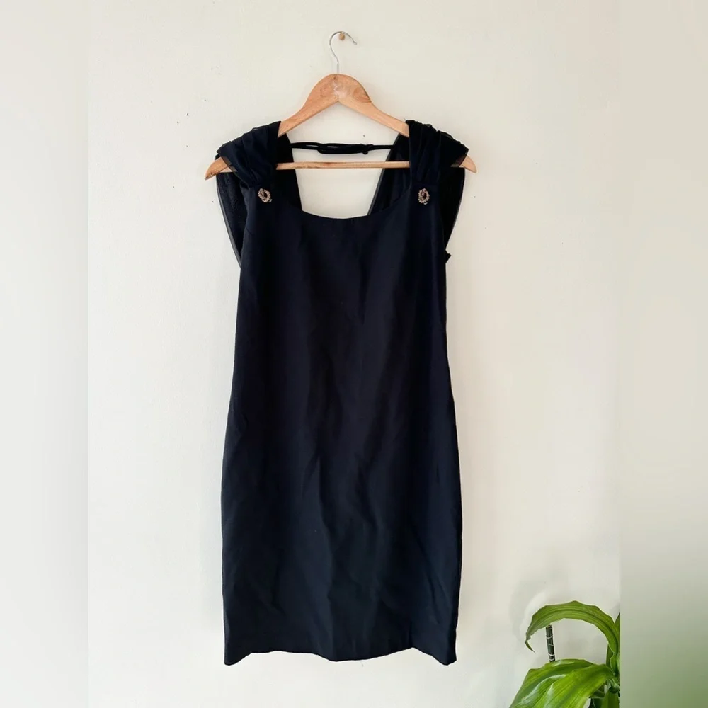 Vintage - Emblem- Cowl Back - Knee Length Dress - Black - Size Medium - Picture 1 of 9